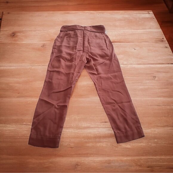 Cartonnier Anthropologie Cuff Pants Pleated Tie Front Rust High Waisted 6 - Picture 6 of 16